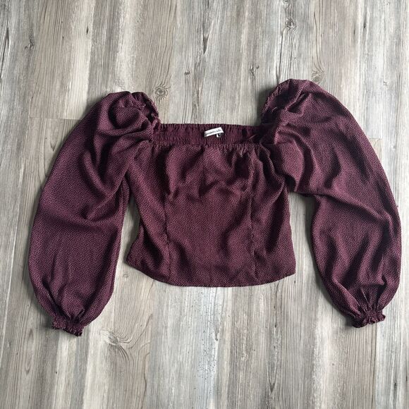 Abercrombie & Fitch Blouse Size Small Polka dots Smocked Puff Sleeve Size Medium - Picture 3 of 7